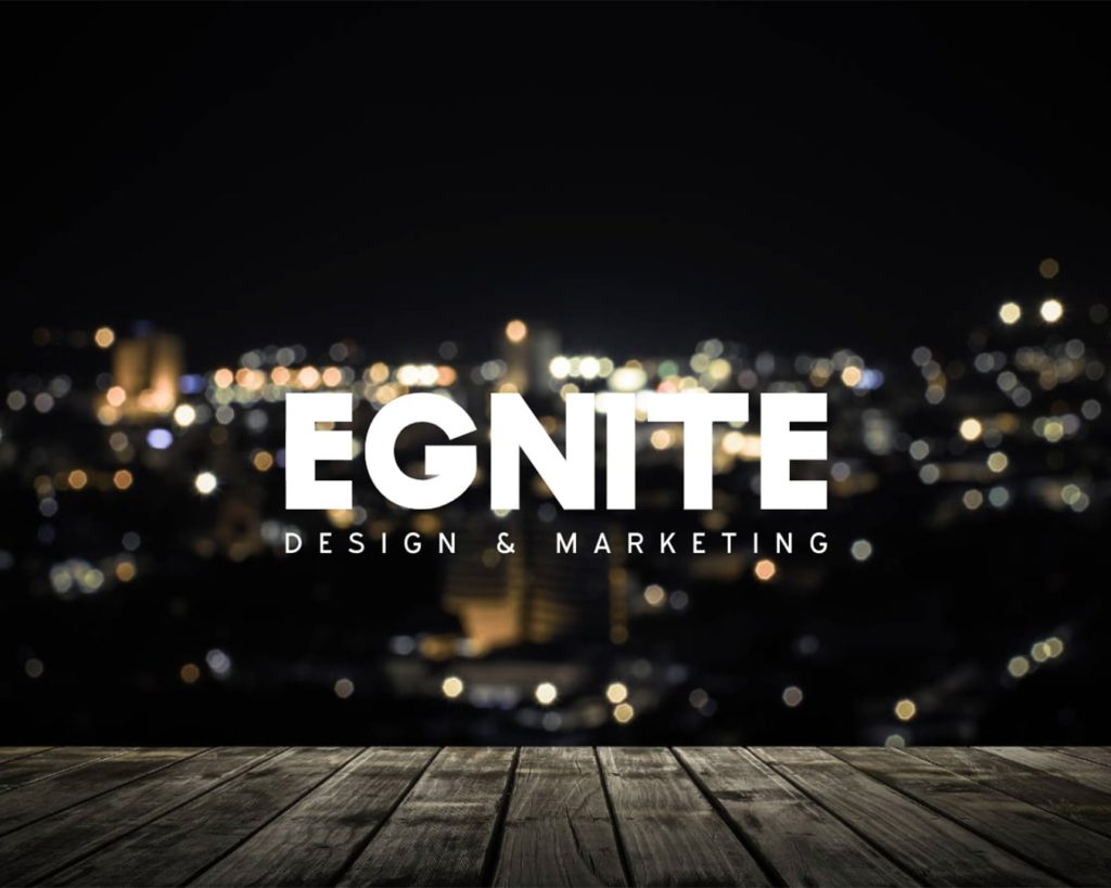 SEO and Marketing by Egnite logo superimposed over a cityscape background